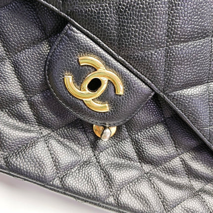 Chanel Classic Flap Maxi Black Caviar Leather Single Flap with Gold Hardware