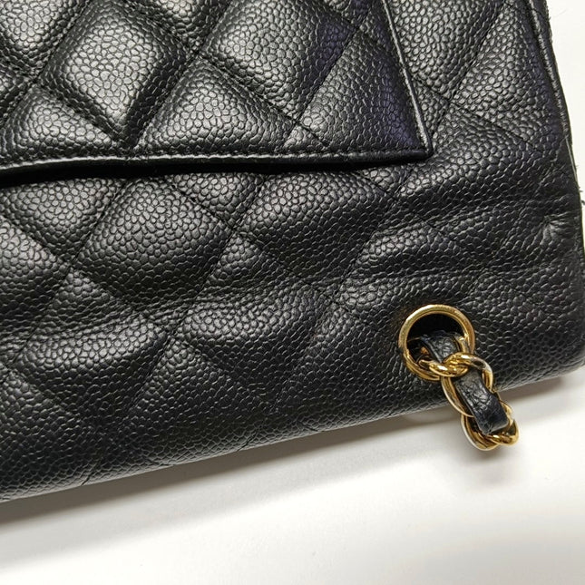 Chanel Classic Flap Maxi Black Caviar Leather Single Flap with Gold Hardware