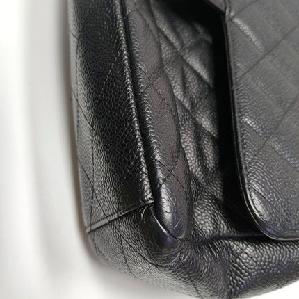 Chanel Classic Flap Maxi Black Caviar Leather Single Flap with Gold Hardware