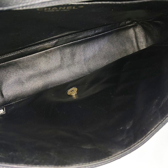 Chanel Classic Flap Maxi Black Caviar Leather Single Flap with Gold Hardware