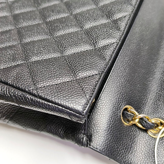 Chanel Classic Flap Maxi Black Caviar Leather Single Flap with Gold Hardware