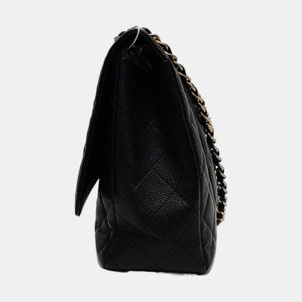 Chanel Classic Flap Maxi Black Caviar Leather Single Flap with Gold Hardware