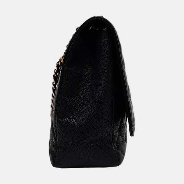 Chanel Classic Flap Maxi Black Caviar Leather Single Flap with Gold Hardware