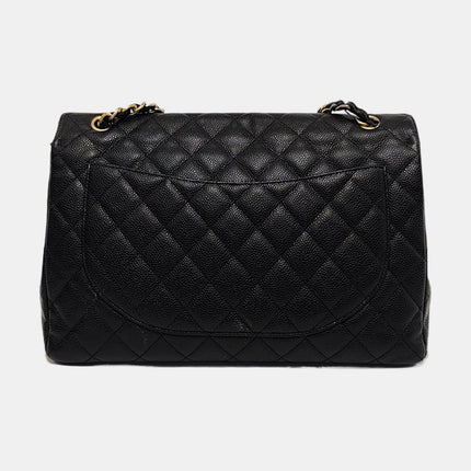 Chanel Classic Flap Maxi Black Caviar Leather Single Flap with Gold Hardware