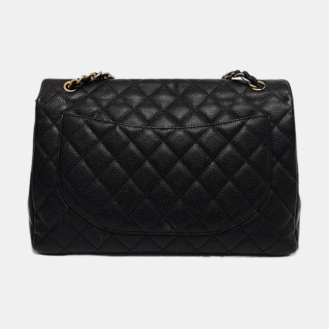 Chanel Classic Flap Maxi Black Caviar Leather Single Flap with Gold Hardware