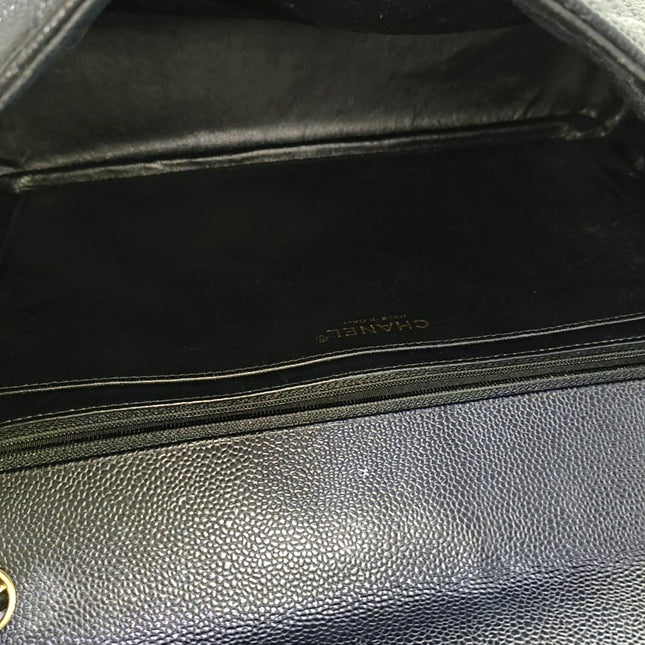 Chanel Classic Flap Maxi Black Caviar Leather Single Flap with Gold Hardware