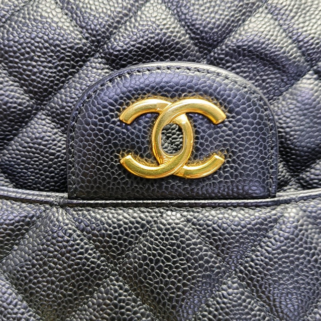 Chanel Classic Flap Maxi Black Caviar Leather Single Flap with Gold Hardware