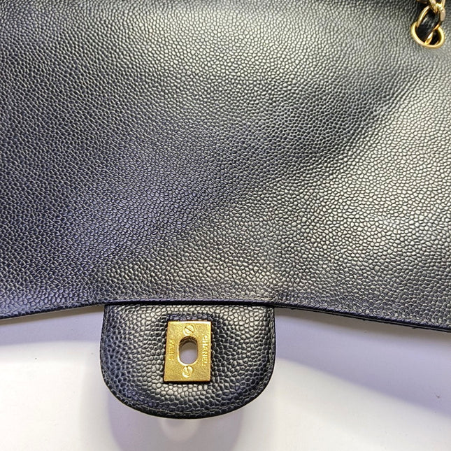Chanel Classic Flap Maxi Black Caviar Leather Single Flap with Gold Hardware