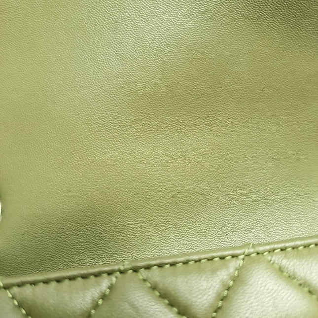 Chanel Classic Flap Rectangular Mini Olive Green Lambskin Silver Hardware Microchip