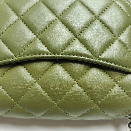 Chanel Classic Flap Rectangular Mini Olive Green Lambskin Silver Hardware Microchip