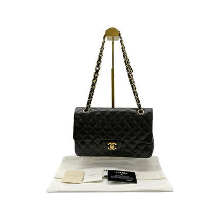 Chanel 2011 Timeless Classic Flap Medium Black Lambskin Leather Gold Hardware