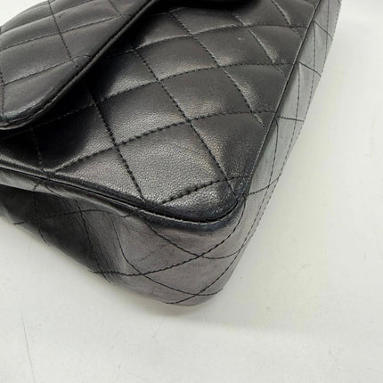 Chanel 2011 Timeless Classic Flap Medium Black Lambskin Leather Gold Hardware