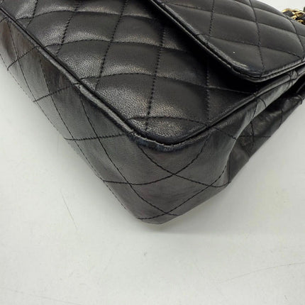 Chanel 2011 Timeless Classic Flap Medium Black Lambskin Leather Gold Hardware