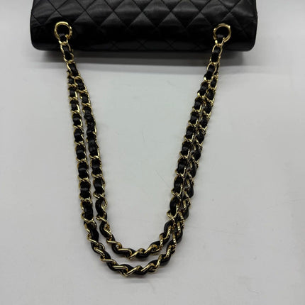 Chanel 2011 Timeless Classic Flap Medium Black Lambskin Leather Gold Hardware