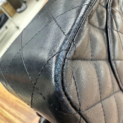 Chanel 2011 Timeless Classic Flap Medium Black Lambskin Leather Gold Hardware