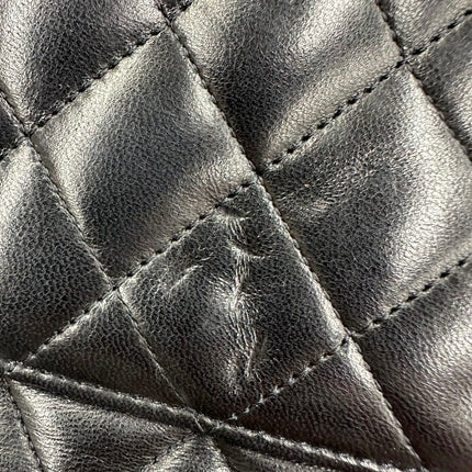 Chanel 2011 Timeless Classic Flap Medium Black Lambskin Leather Gold Hardware