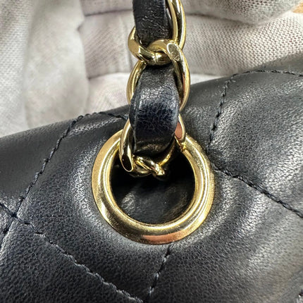 Chanel 2011 Timeless Classic Flap Medium Black Lambskin Leather Gold Hardware