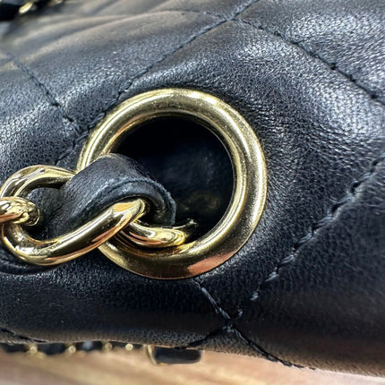 Chanel 2011 Timeless Classic Flap Medium Black Lambskin Leather Gold Hardware