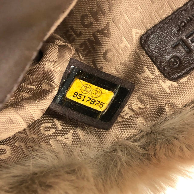 Chanel Fur Flap Bag Brown Grey Chincilla Bag Multi-Layer Chain