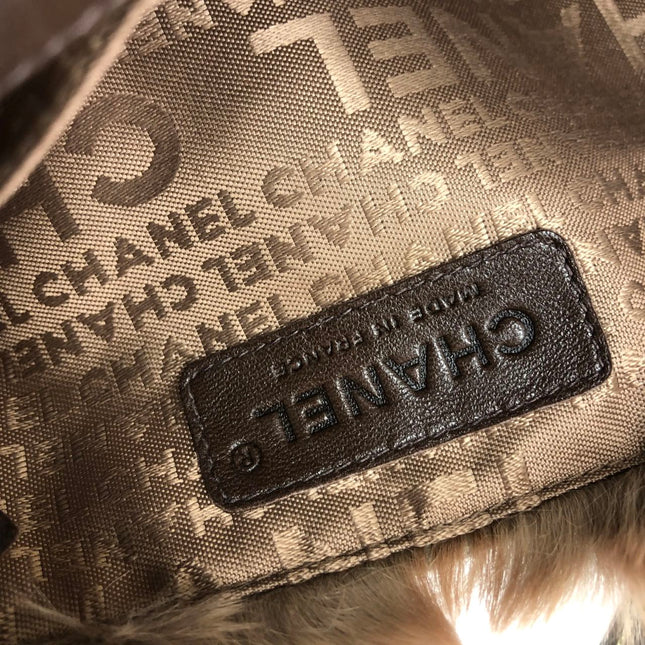 Chanel Fur Flap Bag Brown Grey Chincilla Bag Multi-Layer Chain
