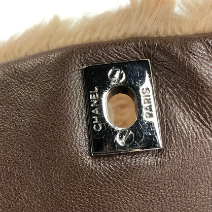 Chanel Fur Flap Bag Brown Grey Chincilla Bag Multi-Layer Chain