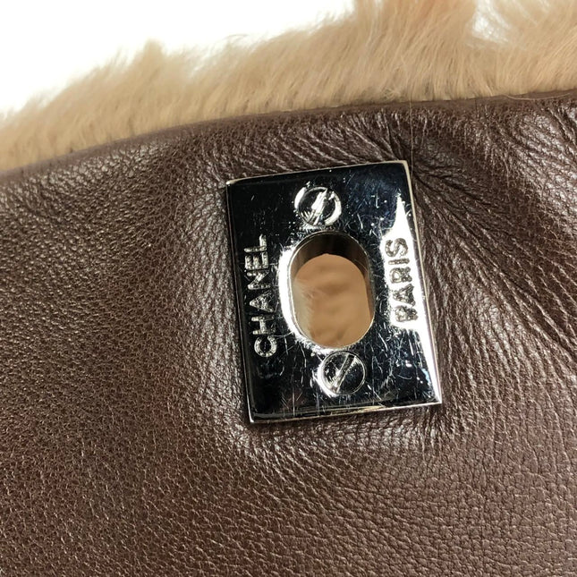 Chanel Fur Flap Bag Brown Grey Chincilla Bag Multi-Layer Chain