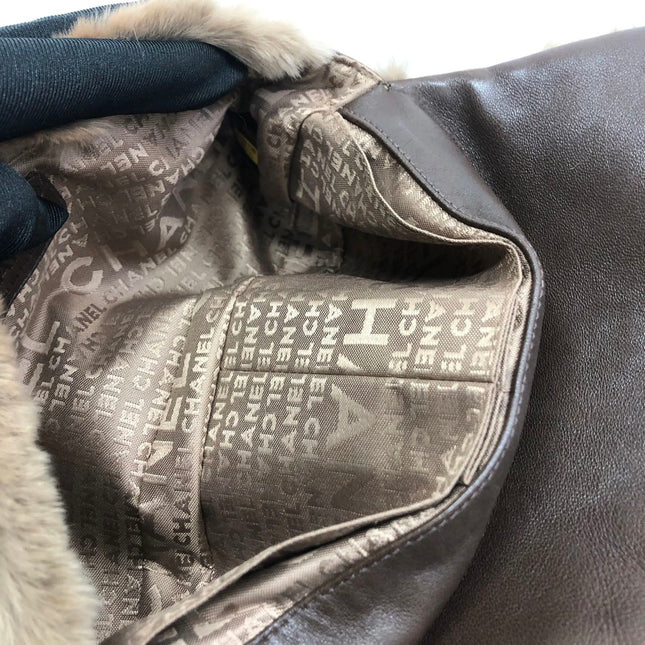 Chanel Fur Flap Bag Brown Grey Chincilla Bag Multi-Layer Chain