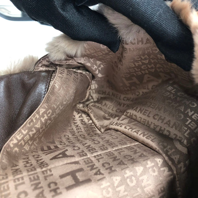 Chanel Fur Flap Bag Brown Grey Chincilla Bag Multi-Layer Chain