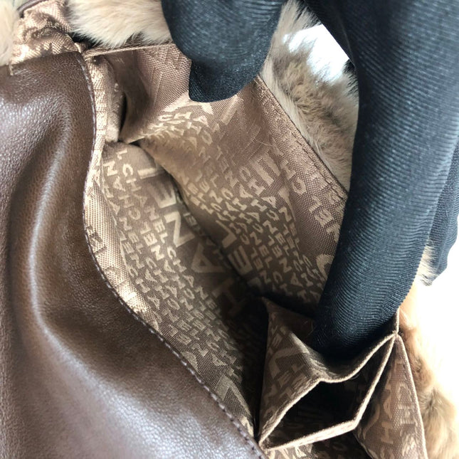 Chanel Fur Flap Bag Brown Grey Chincilla Bag Multi-Layer Chain