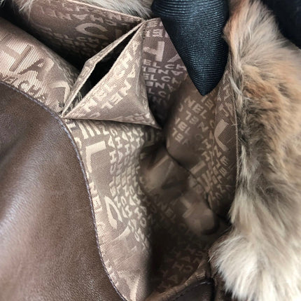 Chanel Fur Flap Bag Brown Grey Chincilla Bag Multi-Layer Chain