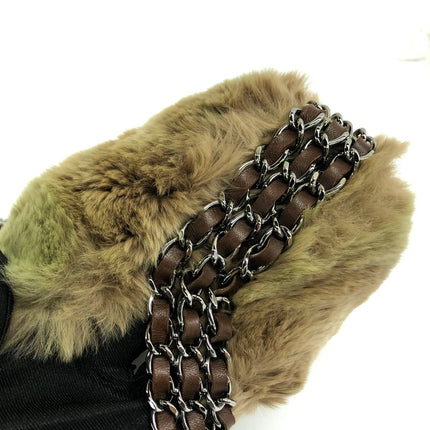 Chanel Fur Flap Bag Brown Grey Chincilla Bag Multi-Layer Chain