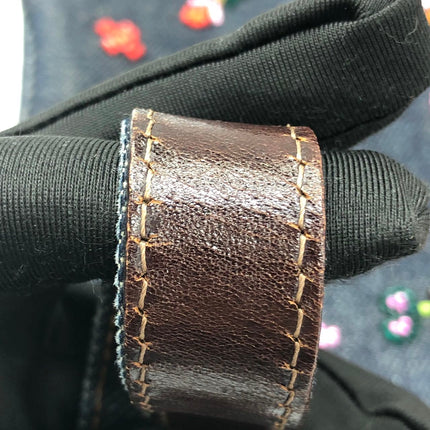 FENDI Mamma Baguette Blue Denim with Floral Beads Vintage