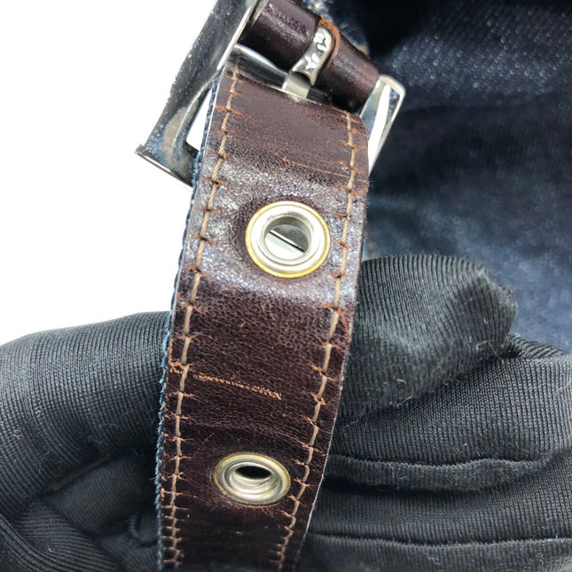 FENDI Mamma Baguette Blue Denim with Floral Beads Vintage