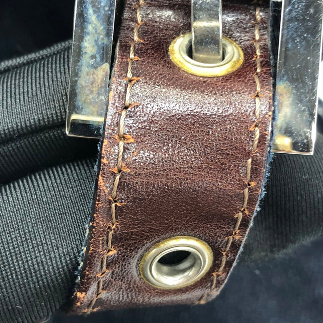 FENDI Mamma Baguette Blue Denim with Floral Beads Vintage