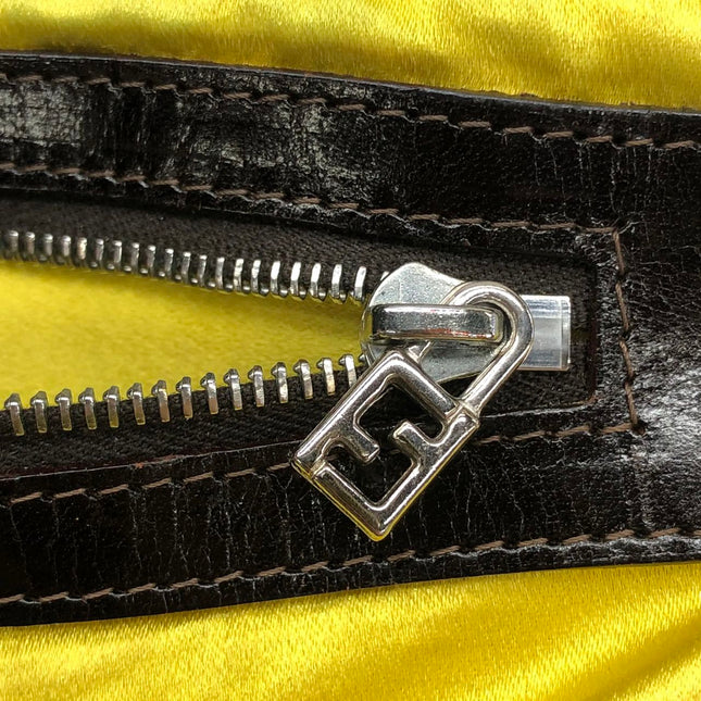 FENDI Mamma Baguette Blue Denim with Floral Beads Vintage