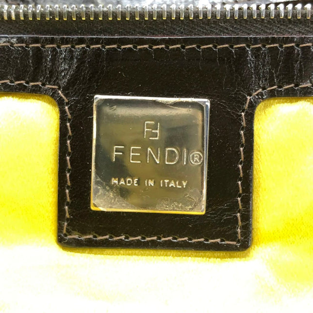 FENDI Mamma Baguette Blue Denim with Floral Beads Vintage