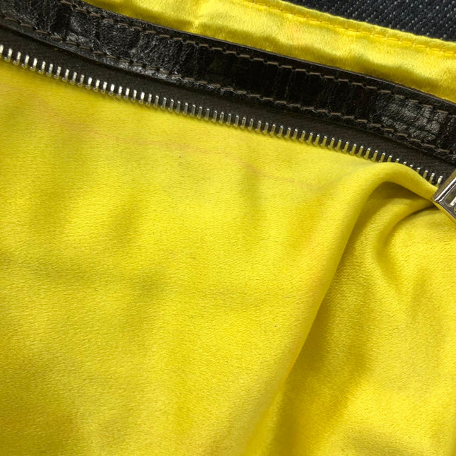 FENDI Mamma Baguette Blue Denim with Floral Beads Vintage