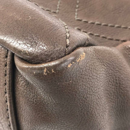 Chanel Brown Diamond Stitch Tote Calfskin Leather Zipper Bowler 2005-2006