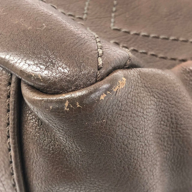 Chanel Brown Diamond Stitch Tote Calfskin Leather Zipper Bowler 2005-2006