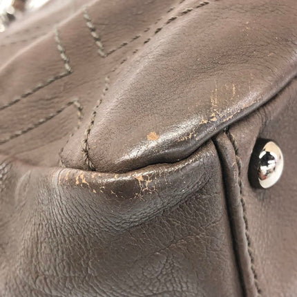 Chanel Brown Diamond Stitch Tote Calfskin Leather Zipper Bowler 2005-2006