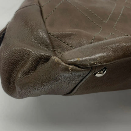 Chanel Brown Diamond Stitch Tote Calfskin Leather Zipper Bowler 2005-2006