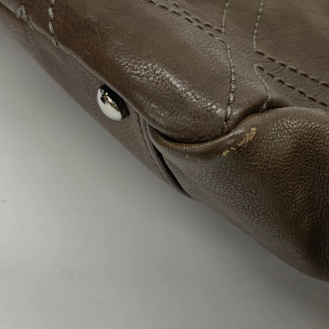 Chanel Brown Diamond Stitch Tote Calfskin Leather Zipper Bowler 2005-2006