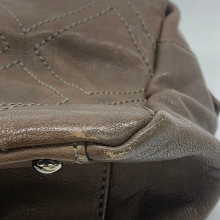 Chanel Brown Diamond Stitch Tote Calfskin Leather Zipper Bowler 2005-2006