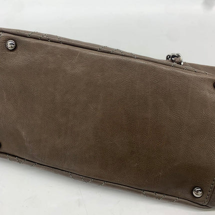 Chanel Brown Diamond Stitch Tote Calfskin Leather Zipper Bowler 2005-2006