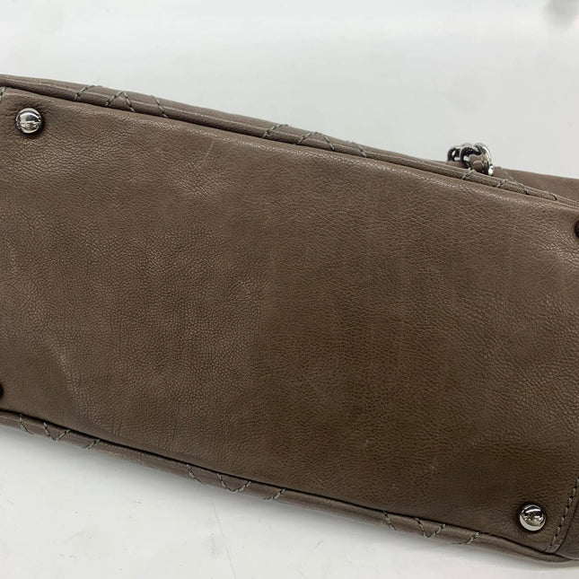 Chanel Brown Diamond Stitch Tote Calfskin Leather Zipper Bowler 2005-2006