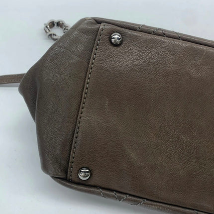 Chanel Brown Diamond Stitch Tote Calfskin Leather Zipper Bowler 2005-2006