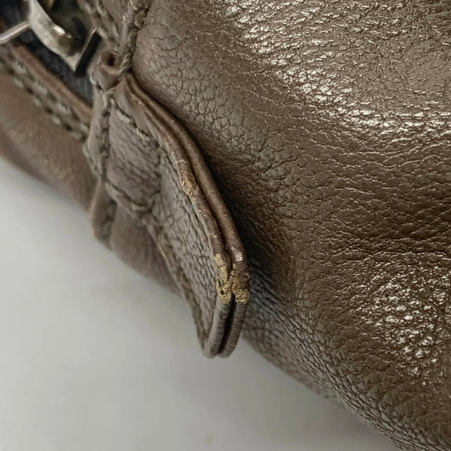 Chanel Brown Diamond Stitch Tote Calfskin Leather Zipper Bowler 2005-2006