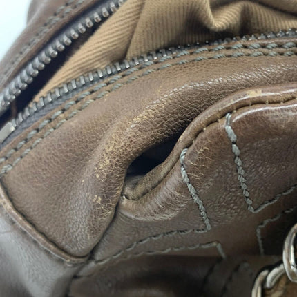 Chanel Brown Diamond Stitch Tote Calfskin Leather Zipper Bowler 2005-2006