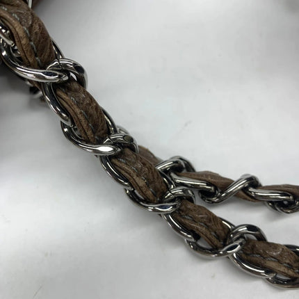 Chanel Brown Diamond Stitch Tote Calfskin Leather Zipper Bowler 2005-2006