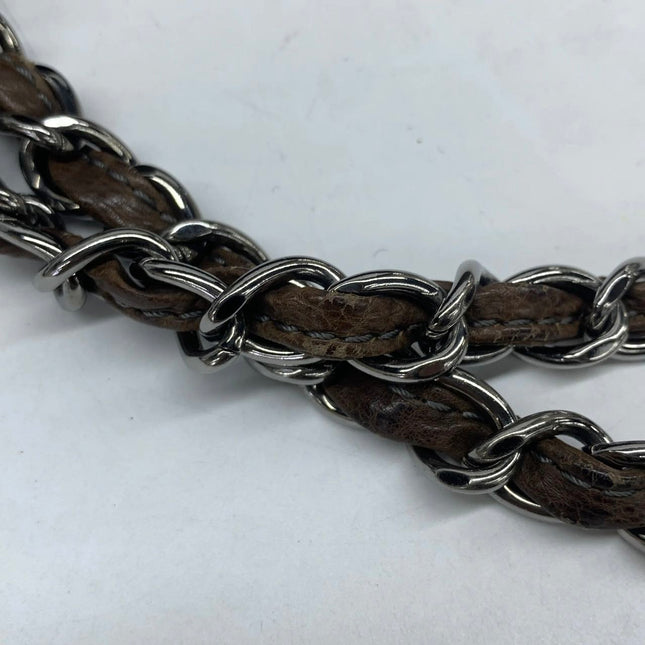 Chanel Brown Diamond Stitch Tote Calfskin Leather Zipper Bowler 2005-2006